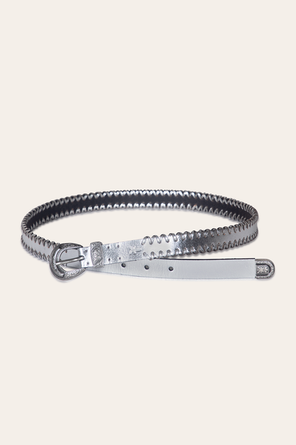 20mm Silver Leather Belt With 3-Piece Buckle Set | Frye Latest