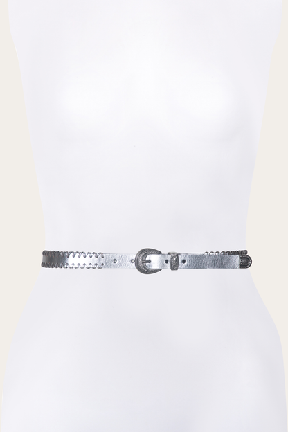 20mm Silver Leather Belt With 3-Piece Buckle Set | Frye Latest