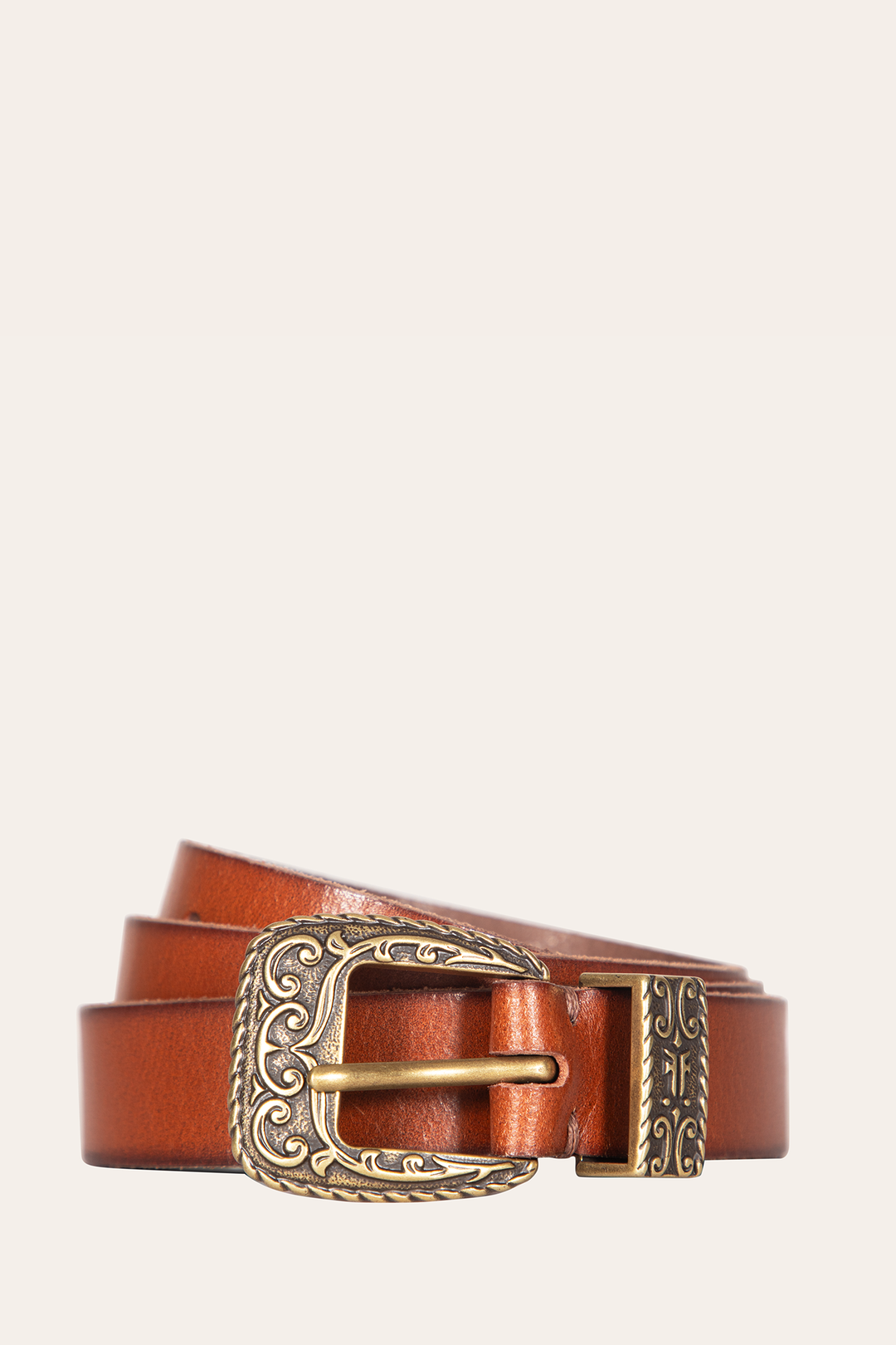 25mm Tan Logo Western Belt | Frye Quality