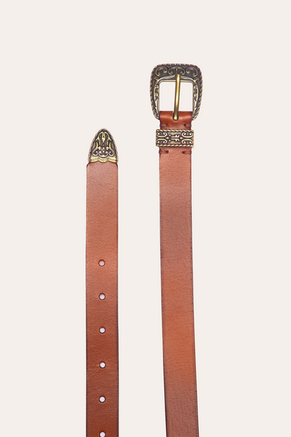 25mm Tan Logo Western Belt | Frye Quality