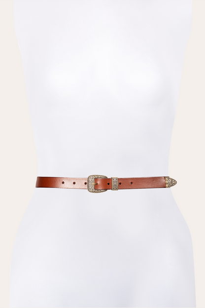 25mm Tan Logo Western Belt | Frye Quality