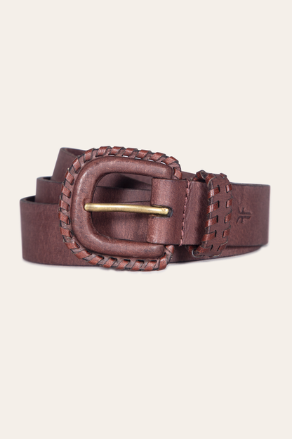 30mm Brown Leather Belt With Covered Buckle | Frye Recommended