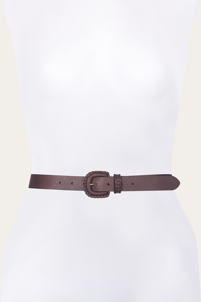 30mm Brown Leather Belt With Covered Buckle | Frye Recommended