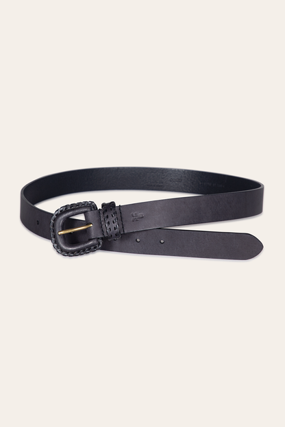 30mm Black Leather Belt With Covered Buckle | Frye Smart Buy