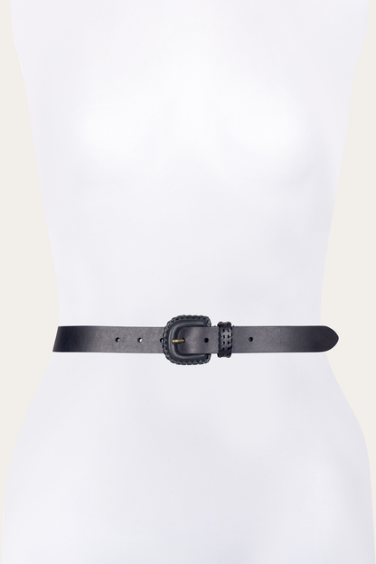 30mm Black Leather Belt With Covered Buckle | Frye Smart Buy