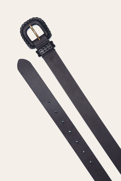 30mm Black Leather Belt With Covered Buckle | Frye Smart Buy