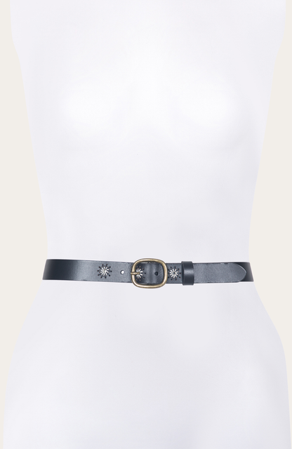 30mm Black Belt With Embroidered Holes | Frye Sale