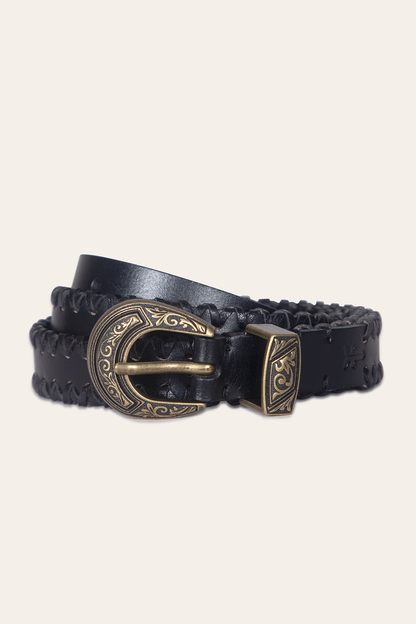 20mm Black Leather Belt With 3-Piece Buckle Set | Frye Best Seller