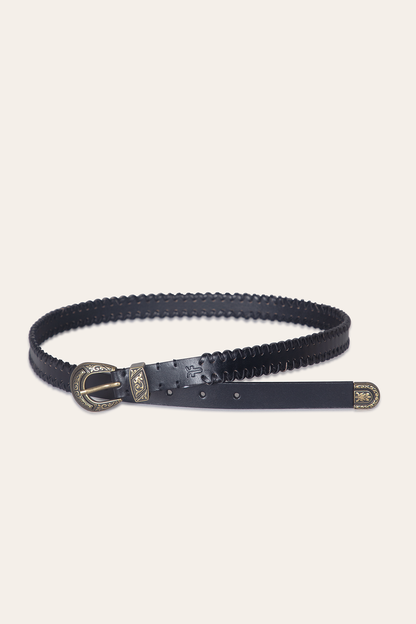 20mm Black Leather Belt With 3-Piece Buckle Set | Frye Best Seller