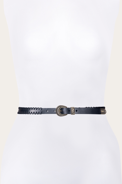 20mm Black Leather Belt With 3-Piece Buckle Set | Frye Best Seller