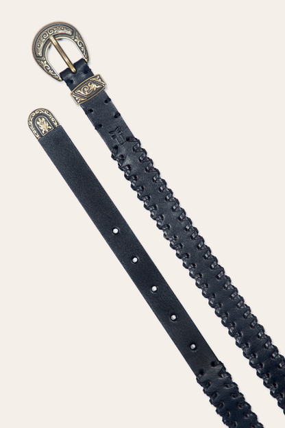 20mm Black Leather Belt With 3-Piece Buckle Set | Frye Best Seller