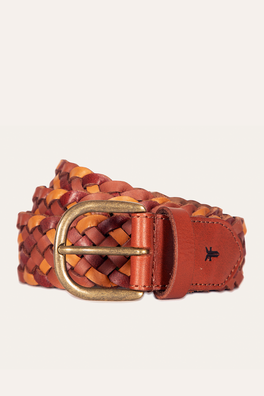 35mm Tonal Woven Leather Belt in Tan | Frye Customer Favorite