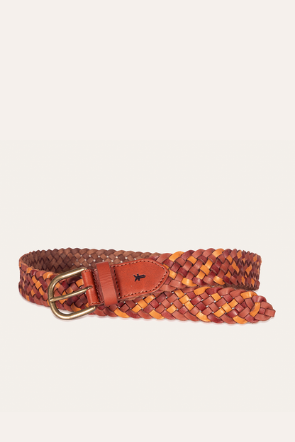 35mm Tonal Woven Leather Belt in Tan | Frye Customer Favorite