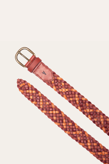 35mm Tonal Woven Leather Belt in Tan | Frye Customer Favorite