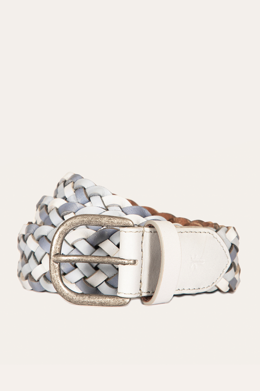 35mm Washed Denim Woven Leather Belt | Frye Quality