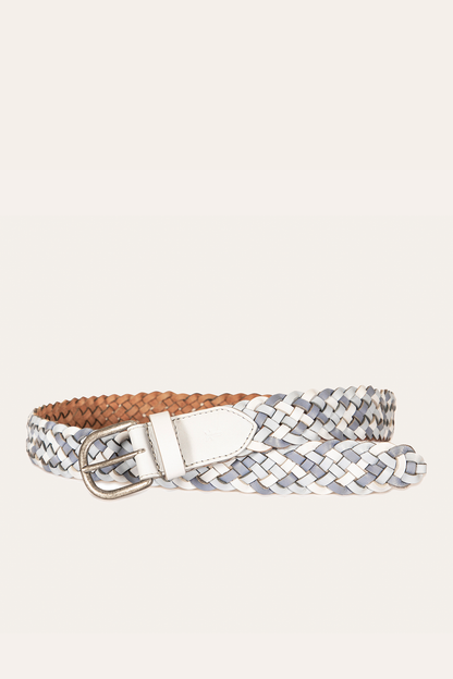 35mm Washed Denim Woven Leather Belt | Frye Quality
