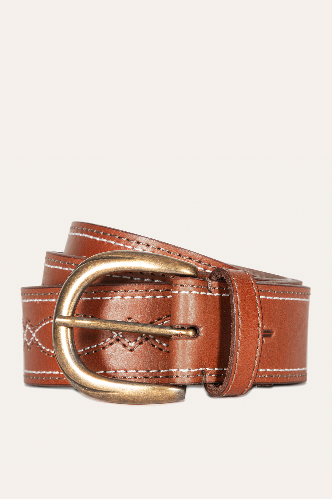 40mm Tan Belt With 2-Tone Stitch | Frye Smart Buy