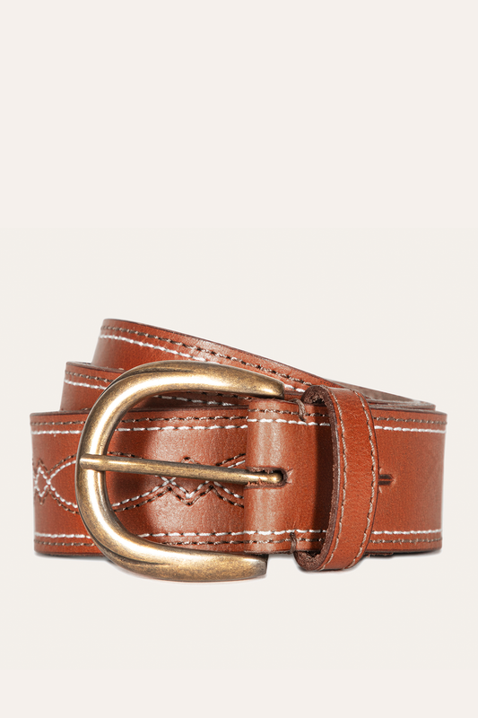 40mm Tan Belt With 2-Tone Stitch | Frye Smart Buy