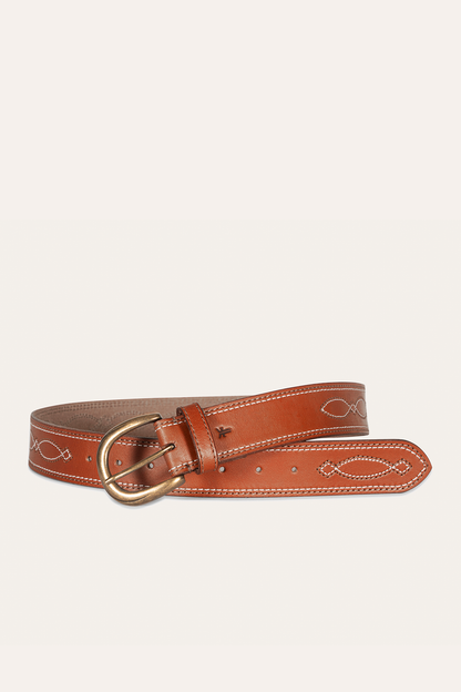 40mm Tan Belt With 2-Tone Stitch | Frye Smart Buy