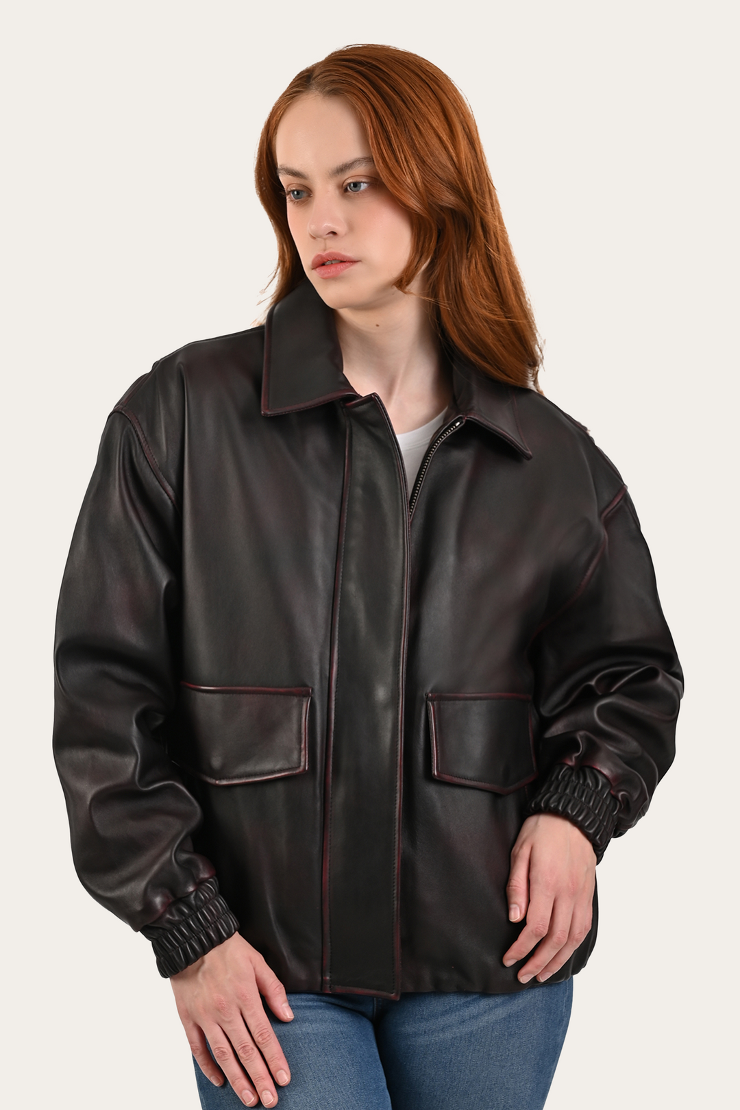 Black Cherry Harper Oversized Bomber | Frye Customer Favorite