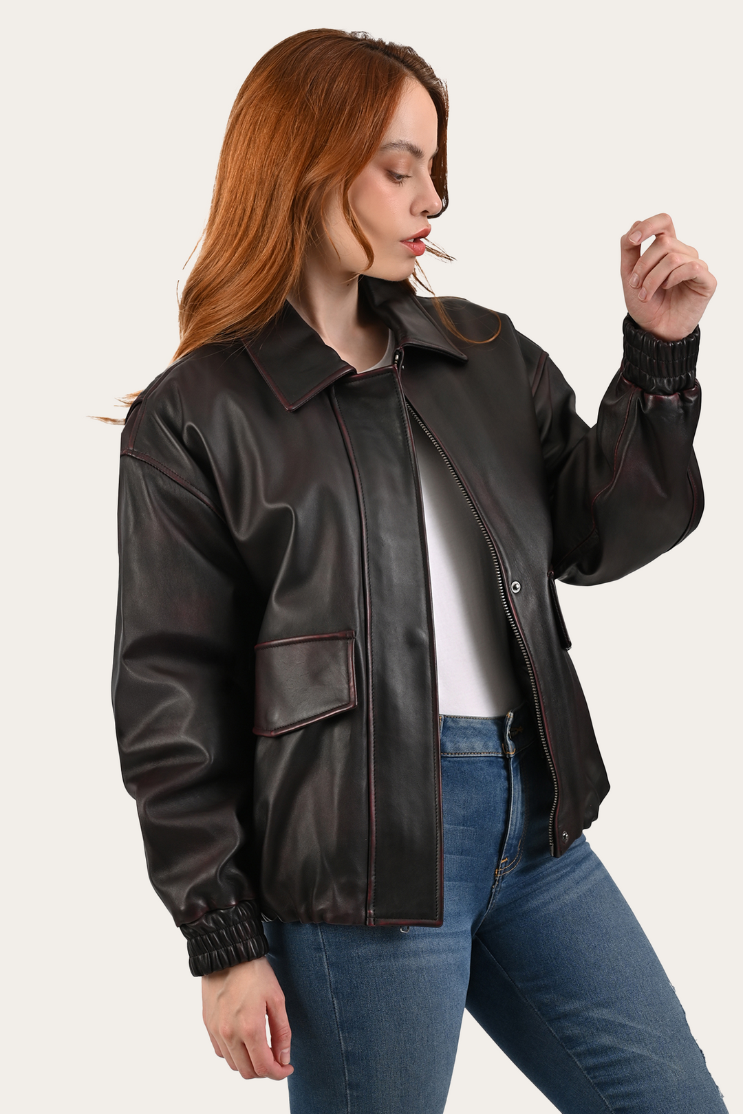 Black Cherry Harper Oversized Bomber | Frye Customer Favorite