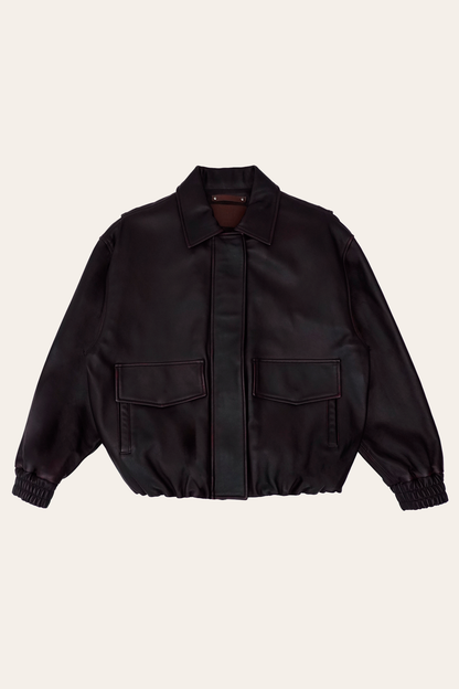 Black Cherry Harper Oversized Bomber | Frye Customer Favorite