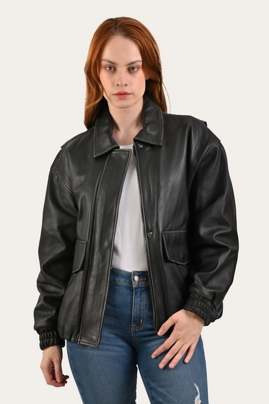 Black Harper Oversized Bomber | Frye Everyday