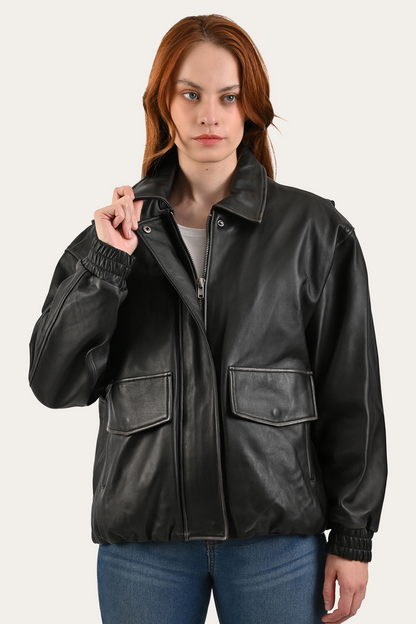 Black Harper Oversized Bomber | Frye Everyday
