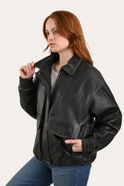 Black Harper Oversized Bomber | Frye Everyday
