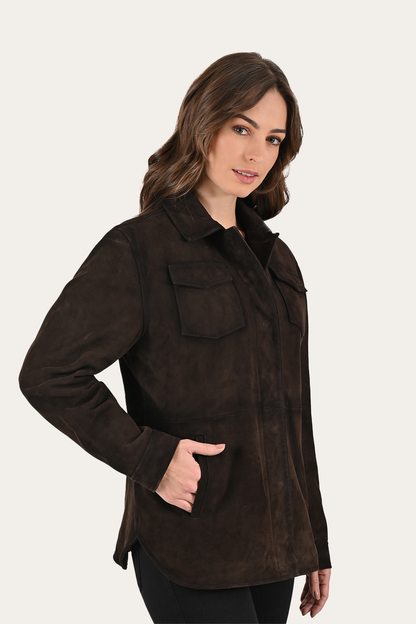 Dark Brown Avett Overshirt Jacket | Frye Exclusive