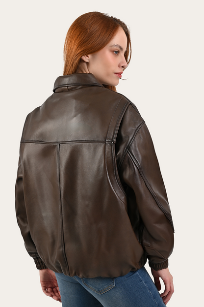 Tobacco Harper Oversized Bomber | Frye Smart Buy