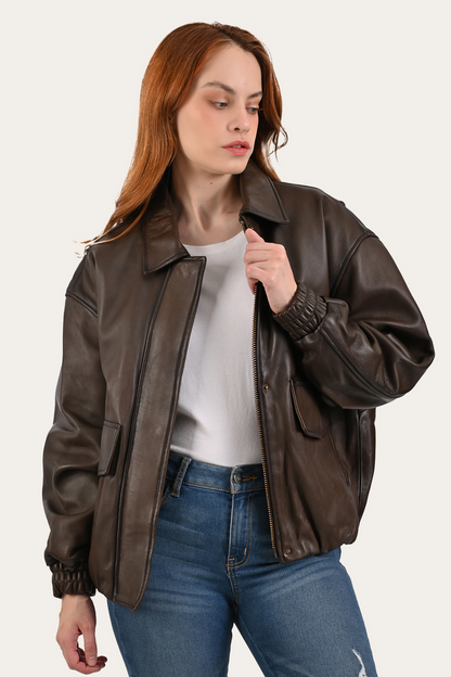 Tobacco Harper Oversized Bomber | Frye Smart Buy
