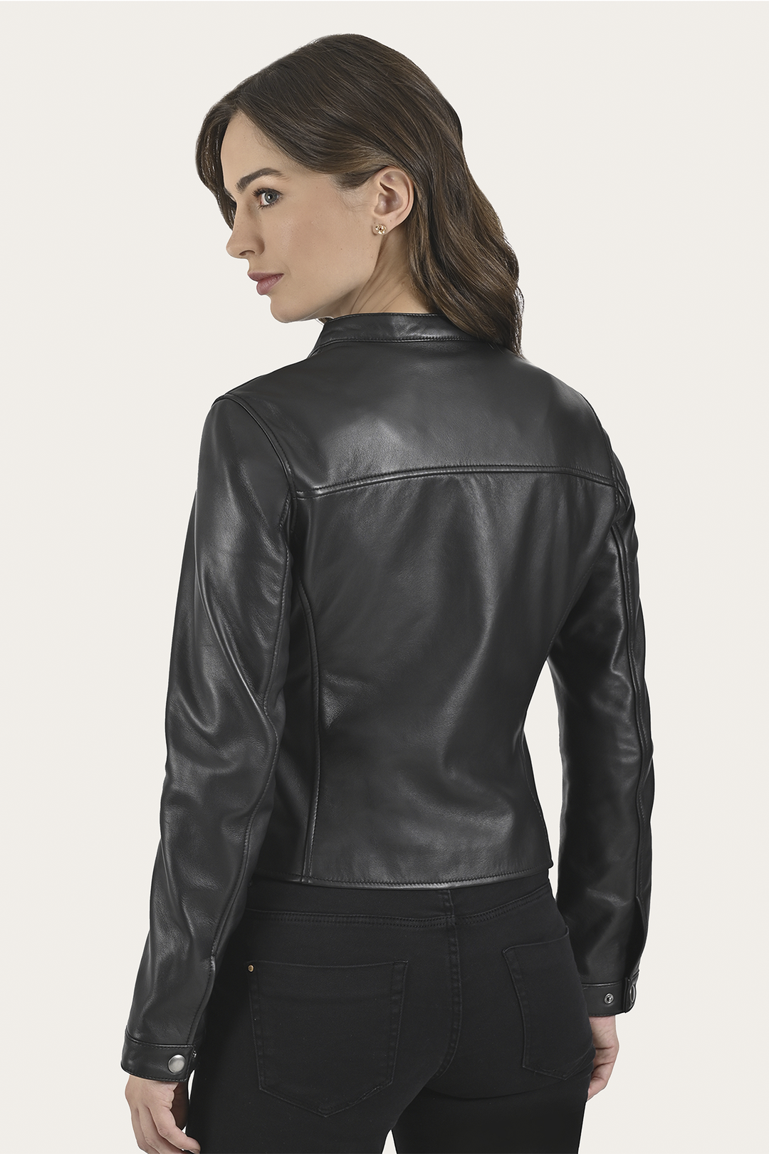 Women’s Black Heathe Leather Racer Jacket | Frye Classic