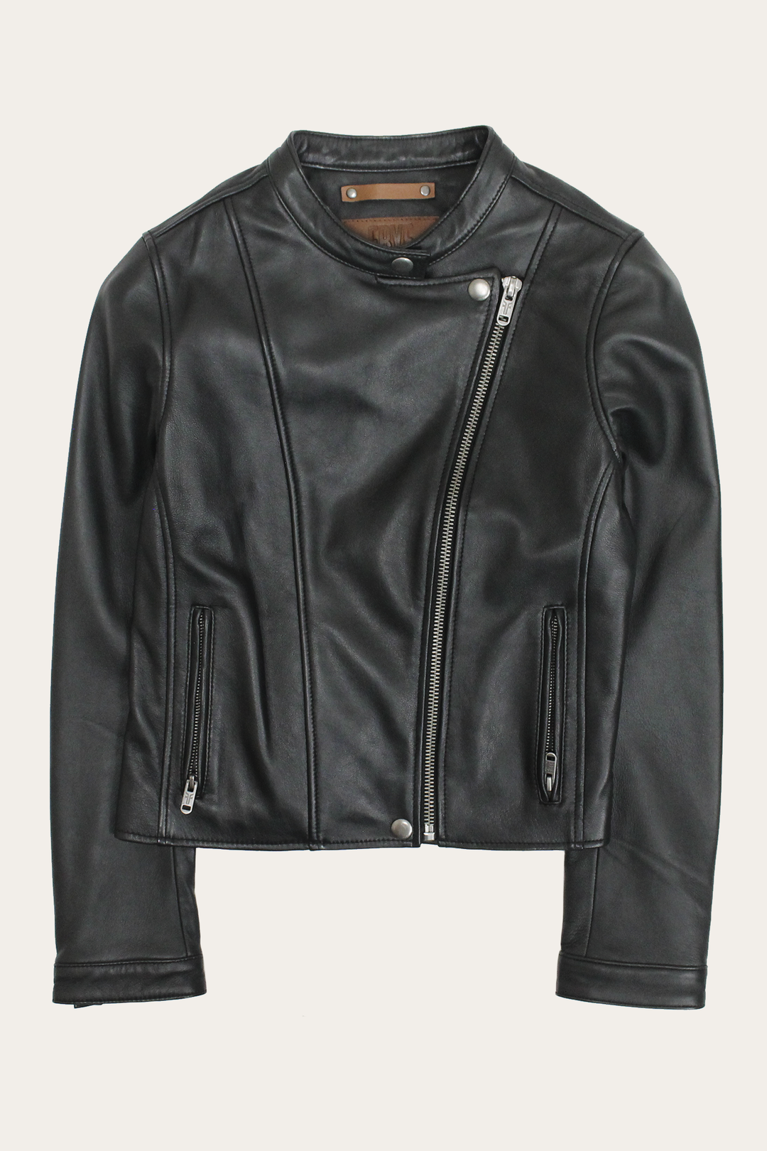 Women’s Black Heathe Leather Racer Jacket | Frye Classic