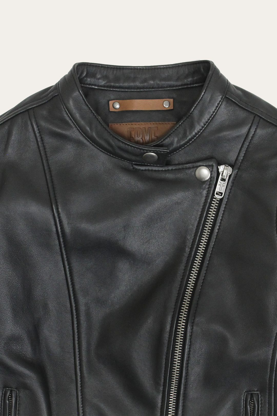 Women’s Black Heathe Leather Racer Jacket | Frye Classic