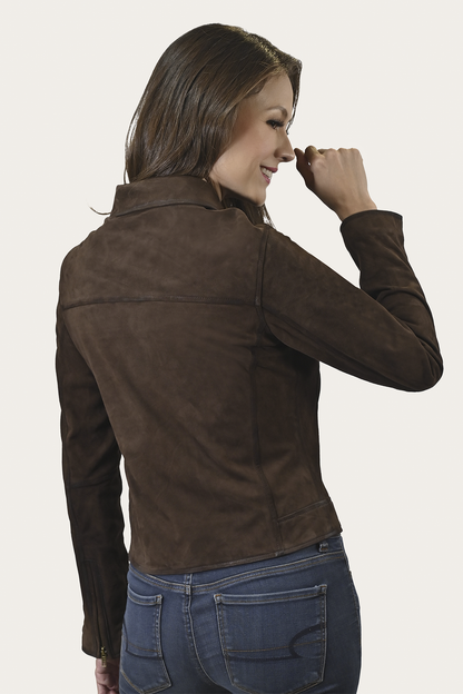 Women’s Dark Brown Clive Elegant Suede Biker Jacket | Frye Best Price
