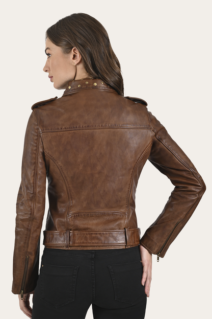 Women’s Tobacco Linc Biker Leather Jacket | Frye Popular