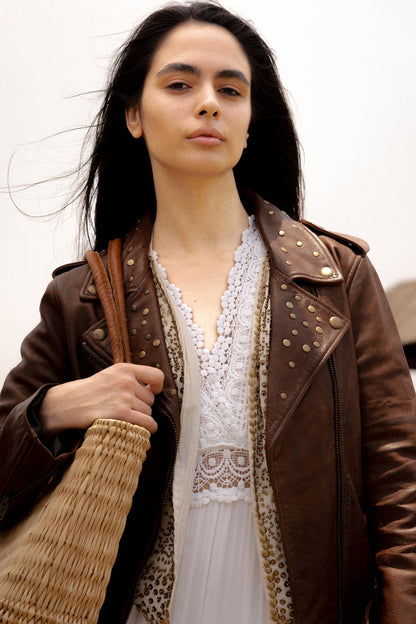 Women’s Tobacco Linc Biker Leather Jacket | Frye Popular
