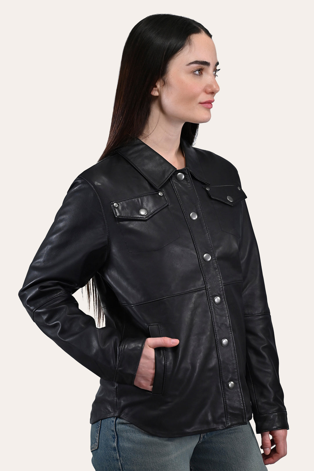 Women’s Black Obadiah Leather Shacket | Frye Special Offer