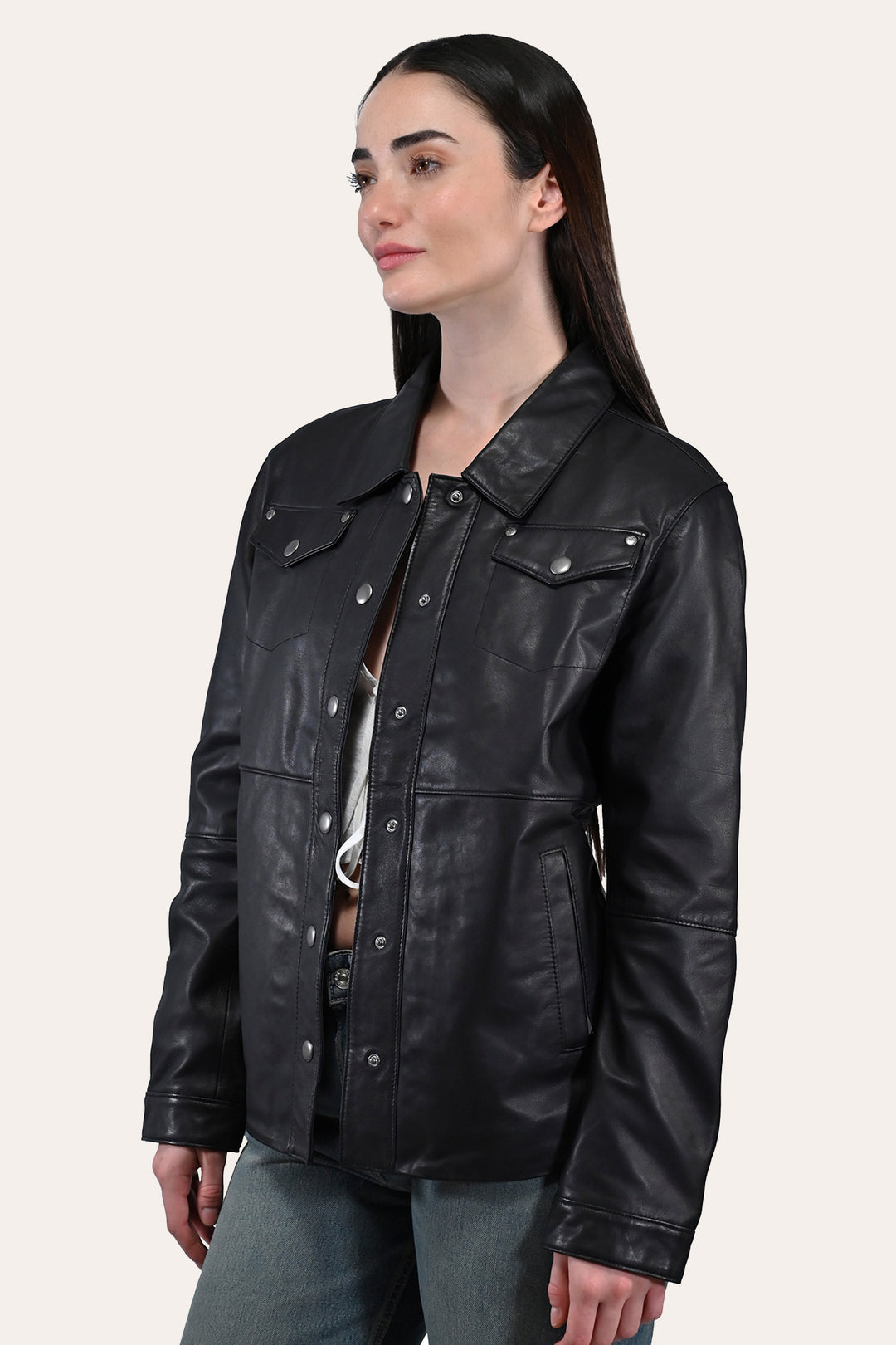 Women’s Black Obadiah Leather Shacket | Frye Special Offer
