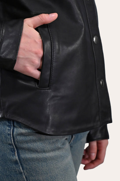 Women’s Black Obadiah Leather Shacket | Frye Special Offer