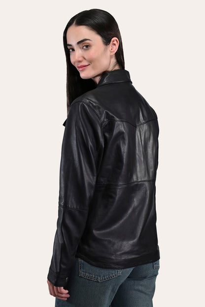 Women’s Black Obadiah Leather Shacket | Frye Special Offer