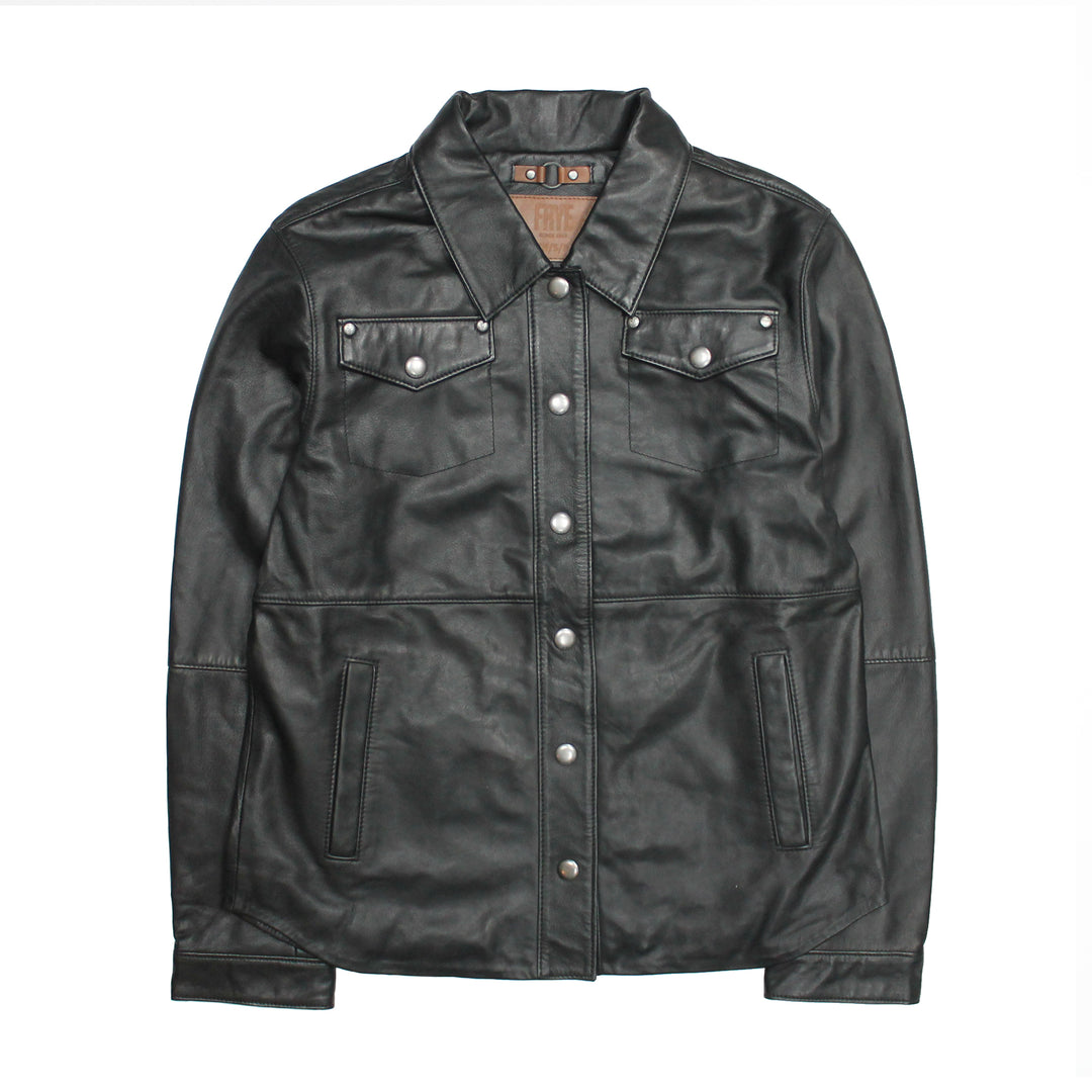 Women’s Black Obadiah Leather Shacket | Frye Special Offer