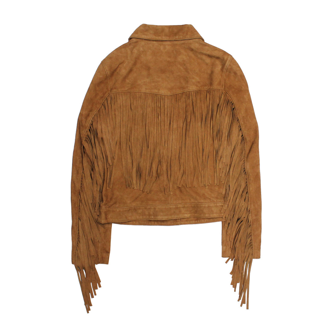 Women’s Medium Brown Nash Fringed Suede Trucker Jacket | Frye Premium