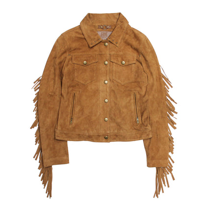 Women’s Medium Brown Nash Fringed Suede Trucker Jacket | Frye Premium