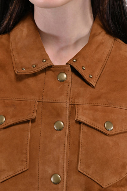 Women’s Medium Brown Nash Fringed Suede Trucker Jacket | Frye Premium