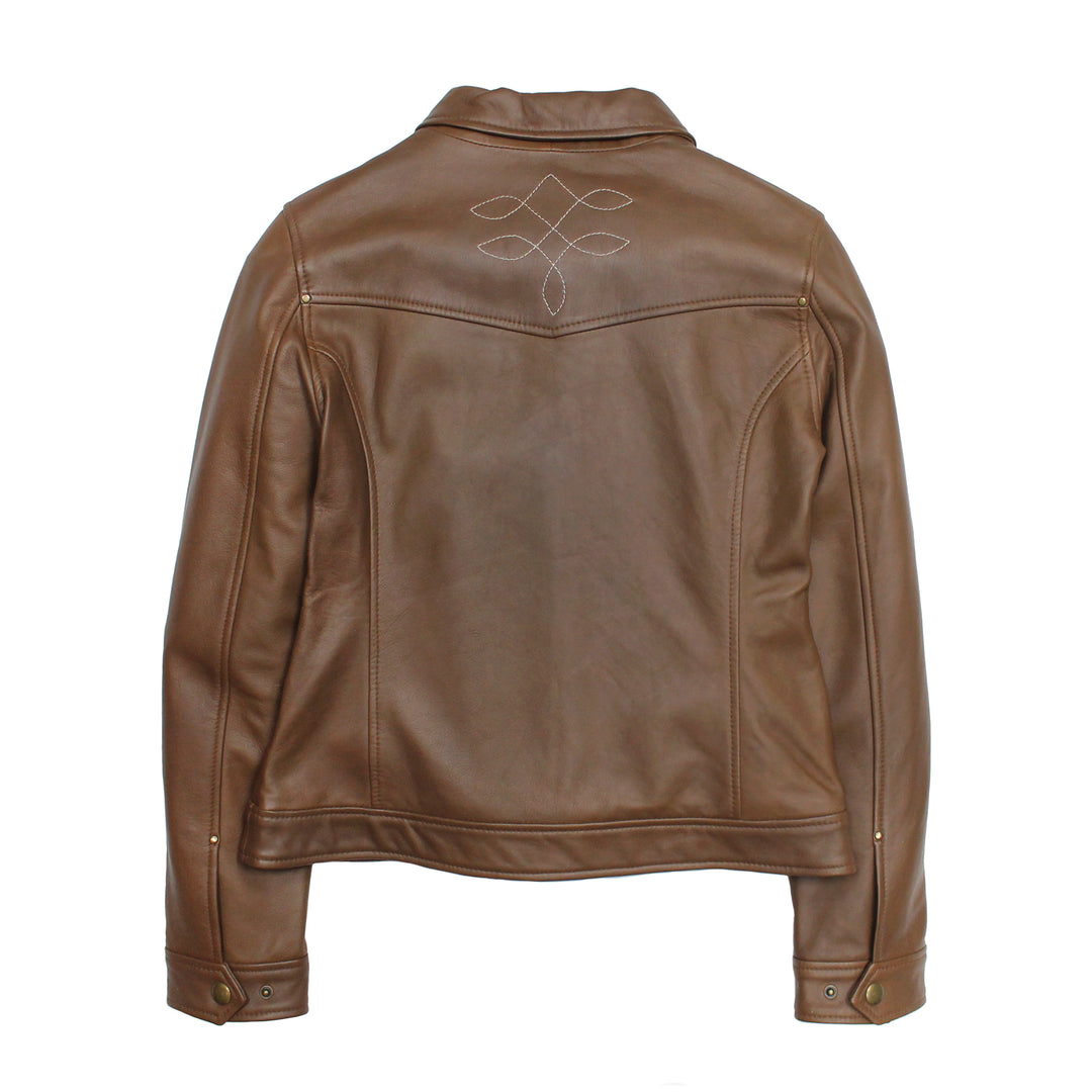 Women’s Medium Brown Callum Trucker Leather Jacket | Frye Featured
