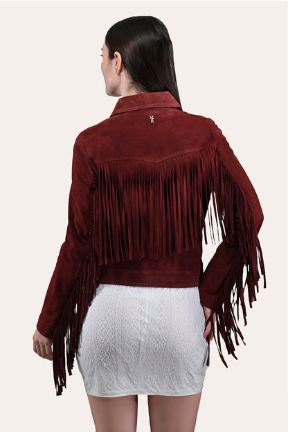 Women’s Oxblood Nash Trucker Suede Jacket | Frye Everyday