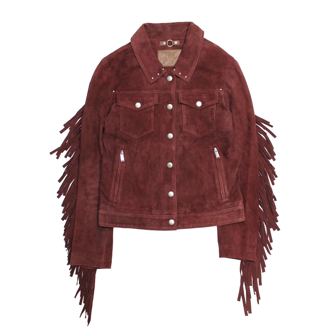 Women’s Oxblood Nash Trucker Suede Jacket | Frye Everyday