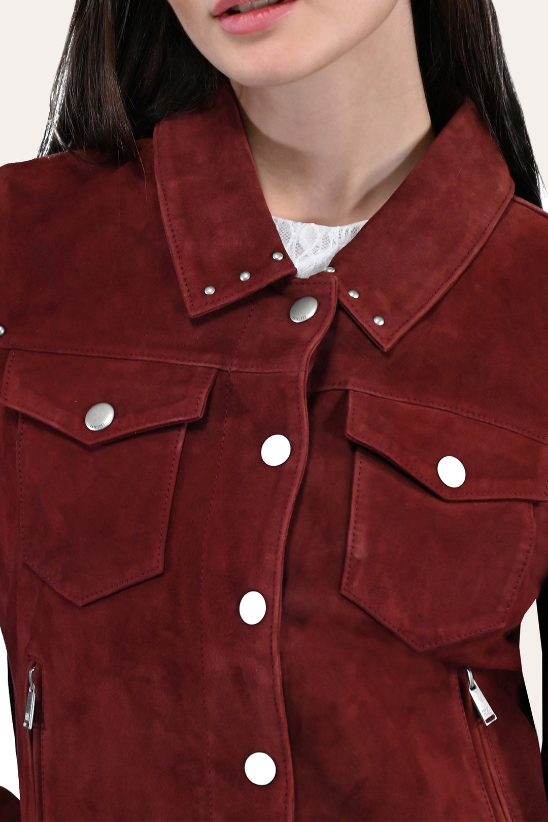 Women’s Oxblood Nash Trucker Suede Jacket | Frye Everyday